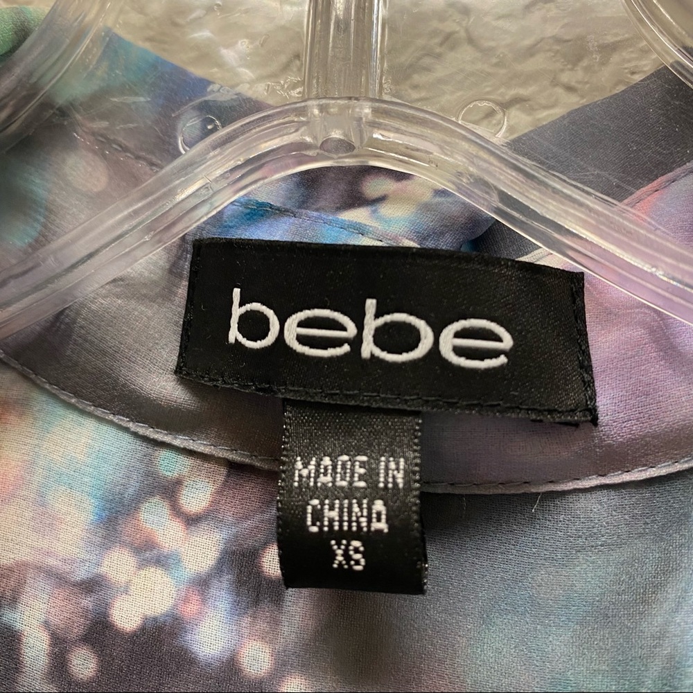 Bebe Colorful Abstract Print Chiffon Button Up Ro… - image 3